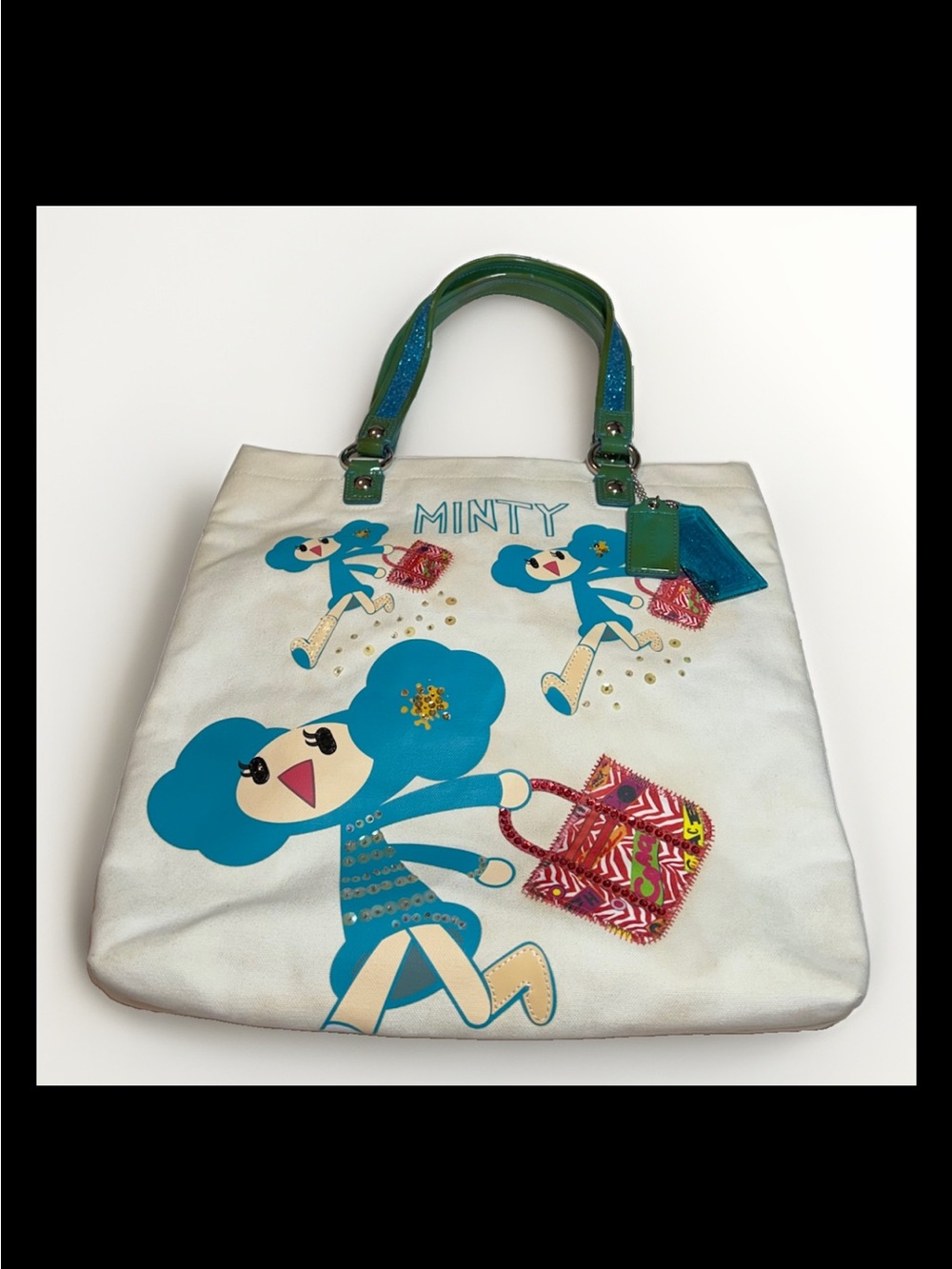 Coach Poppy-Chan “MINTY” Canvas Glam Tote, LIMITED EDITION 2009 Style: (14717)